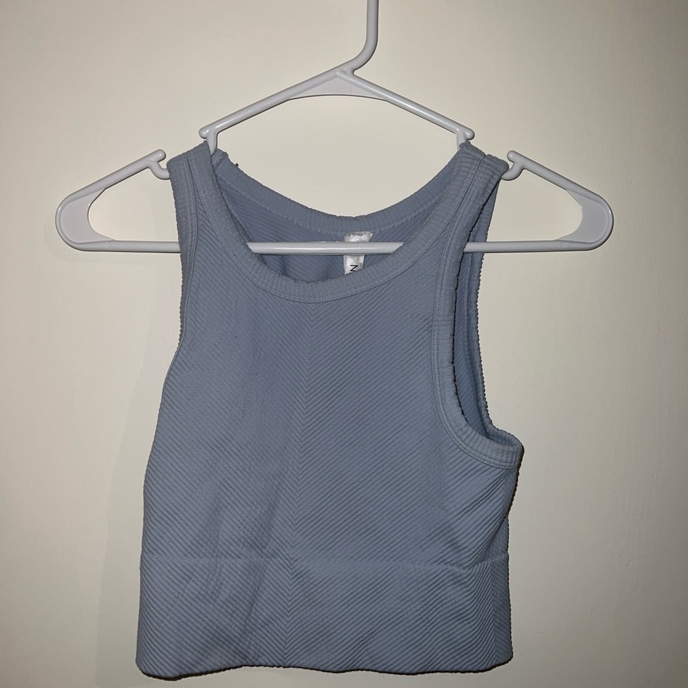 light blue, high neck, athletic tank top